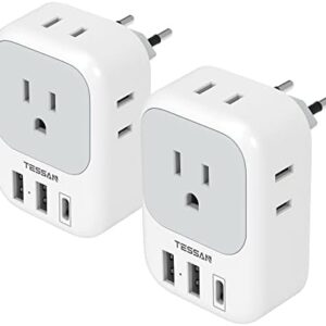 2 Pack European Travel Plug Adapter USB C, TESSAN …