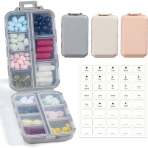 3 Pack, 14 GRIDS Travel Pill Organizer Box with La…