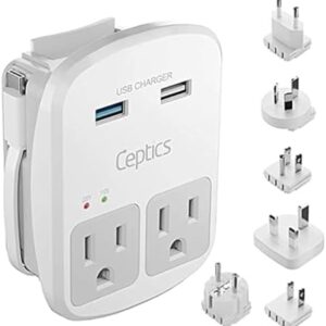 Ceptics Universal Travel Adapter Kit – 2 USB, USB-…