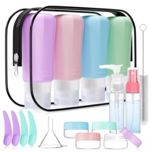 18 Pcs Silicone Travel Bottles Set, Leak-Proof Tra…